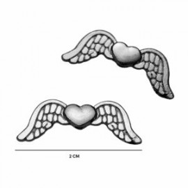 Separador en forma de corazón con alas plateado (bolsita con 200pzs)