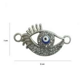 Conector plata .de ojo turco con incrustaciones.